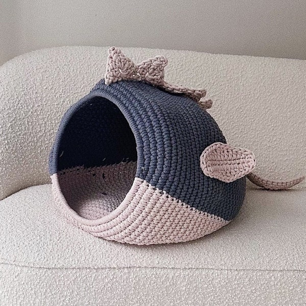 Handmade cotton cord cat house - unique gift for cat lovers: cat cave, cozy ECO cuddly cave