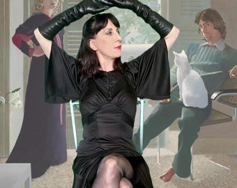 Vintage 1970s original Radley dress angel butterfly sleeves boho Seventies black ankle length