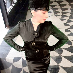 Vintage Faille Silk Jacket: Art Deco Asymmetrical Blouse, 1930s Style