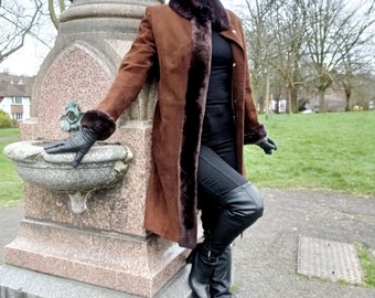 Beautiful Vintage Late 1960s Suede and Mouton Fur Front Beautiful Vintage Late 1960s Suede and Mouton Fur Front