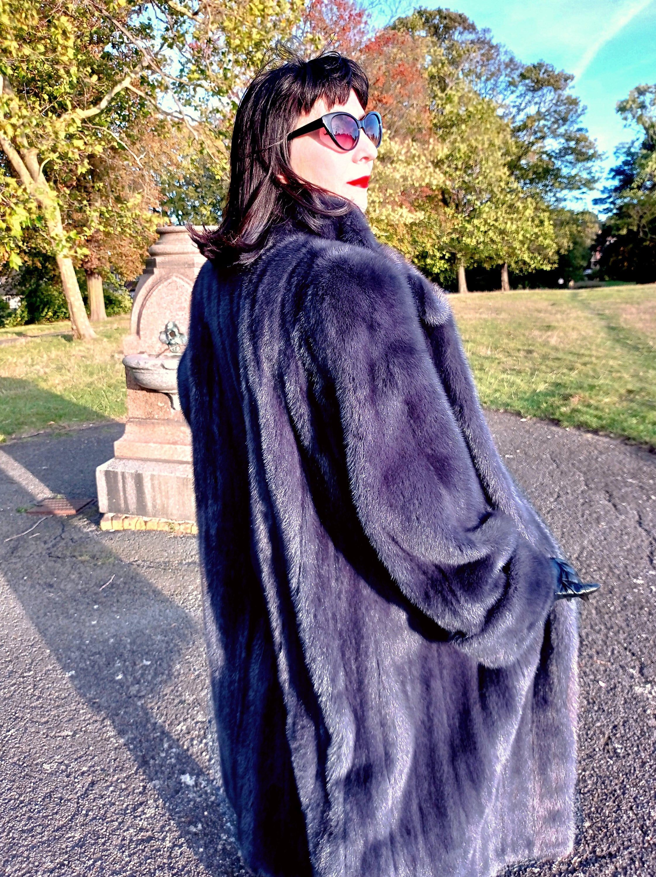 AMERICAN Legend ブルーハースミンク コート Vintage Late 1980s 90s Beautiful Colour Blue Iris Full Length Mink