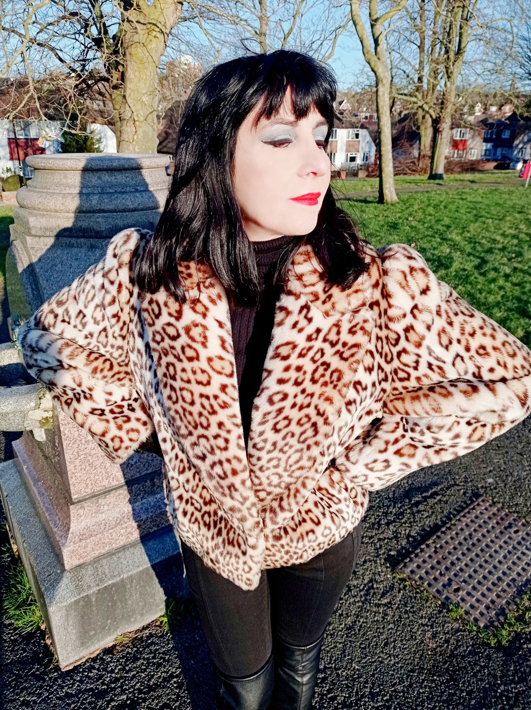 Vintage Tissavel Faux Fur Leopard Jacket: 1980s Rockabilly Style