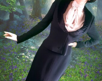 Vintage 1990s Lolita Lempicka Black Long Maxi Skirt Suit