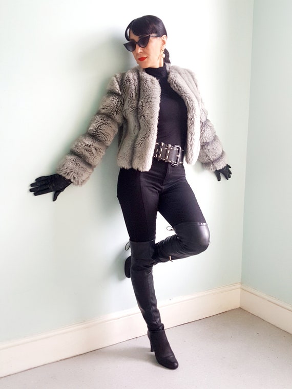 Iconic early 1970s Grey faux fur Glam rock Dolly B