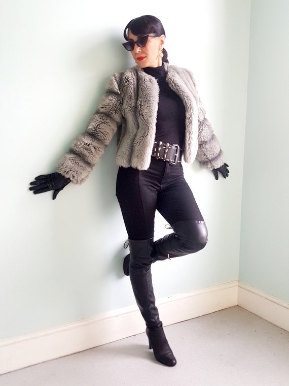 Iconic early 1970s Grey faux fur Glam rock Dolly … - image 6