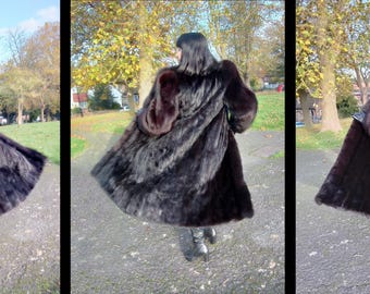 Vintage 1980s or Late 1970s Black Mink & Huge Fox Sleeves Tuxedo
