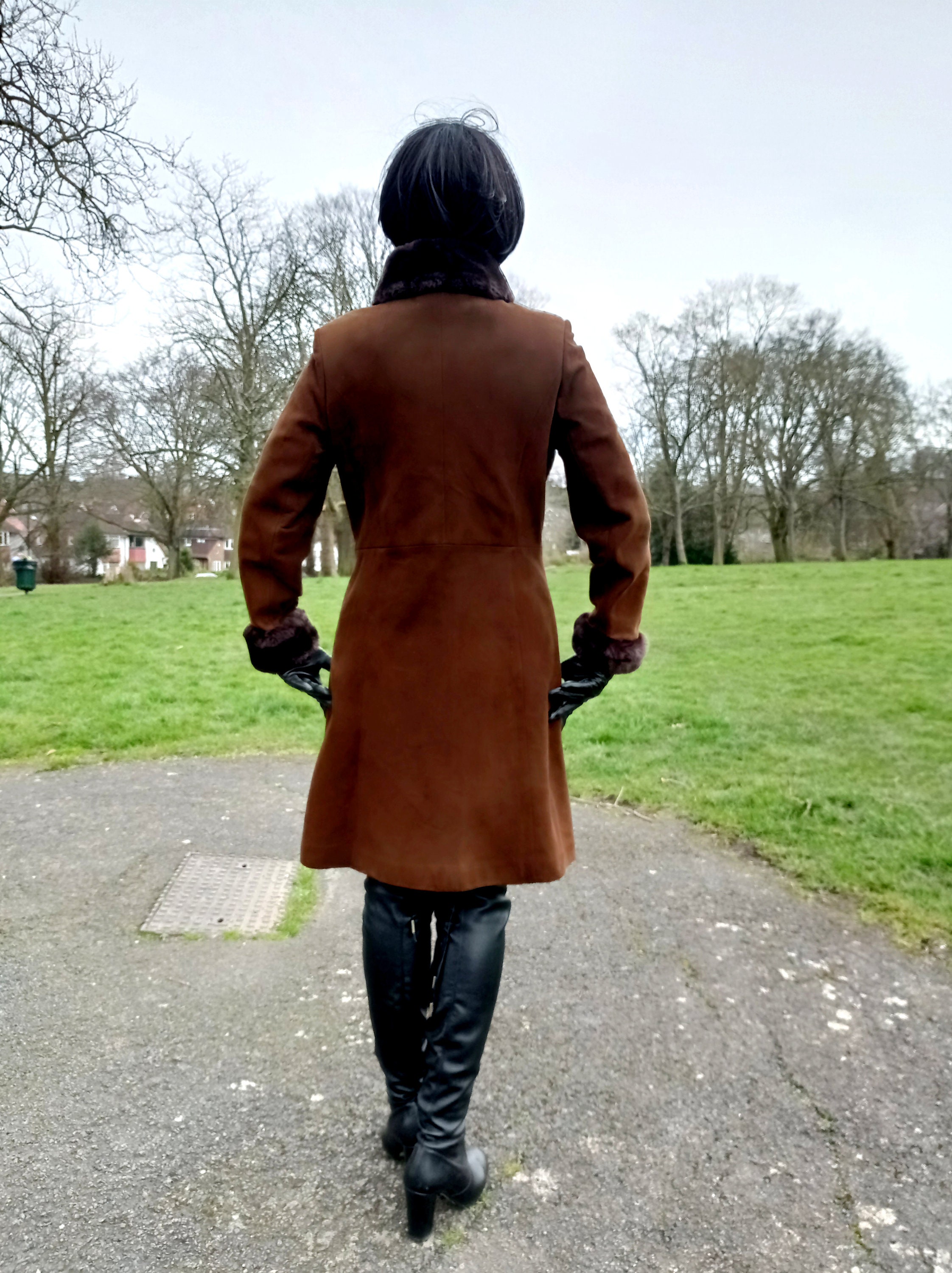 Beautiful Vintage Late 1960s Suede and Mouton Fur Front Beautiful Vintage Late 1960s Suede and Mouton Fur Front