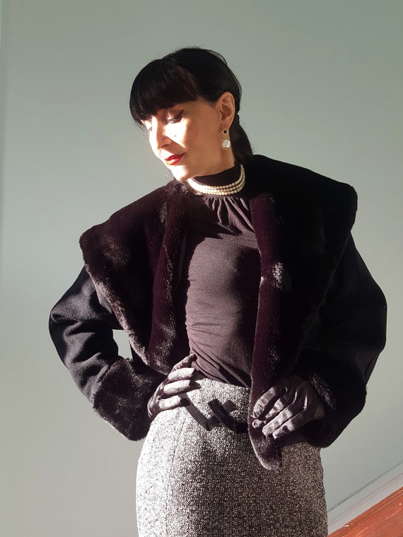 Cashmere wool and faux fur vintage jacket shawl co