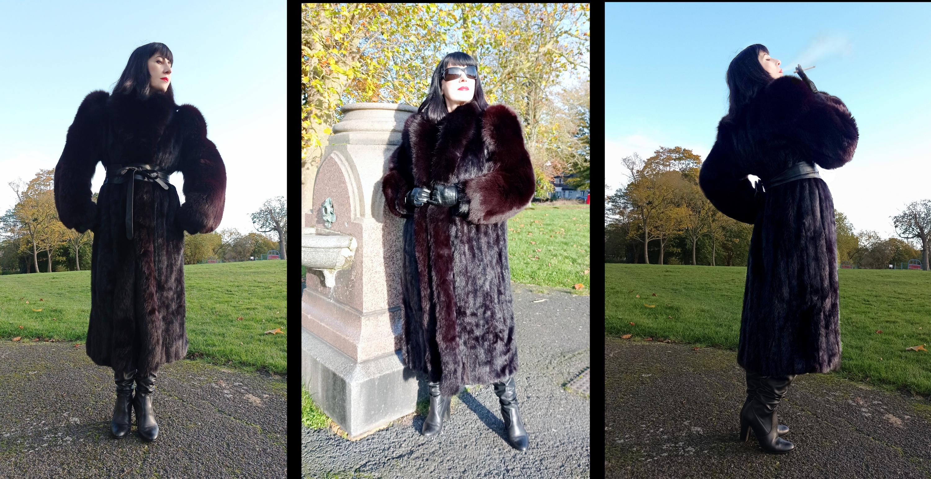 Vintage 1980s or Late 1970s Black Mink & Huge Fox Sleeves Tuxedo