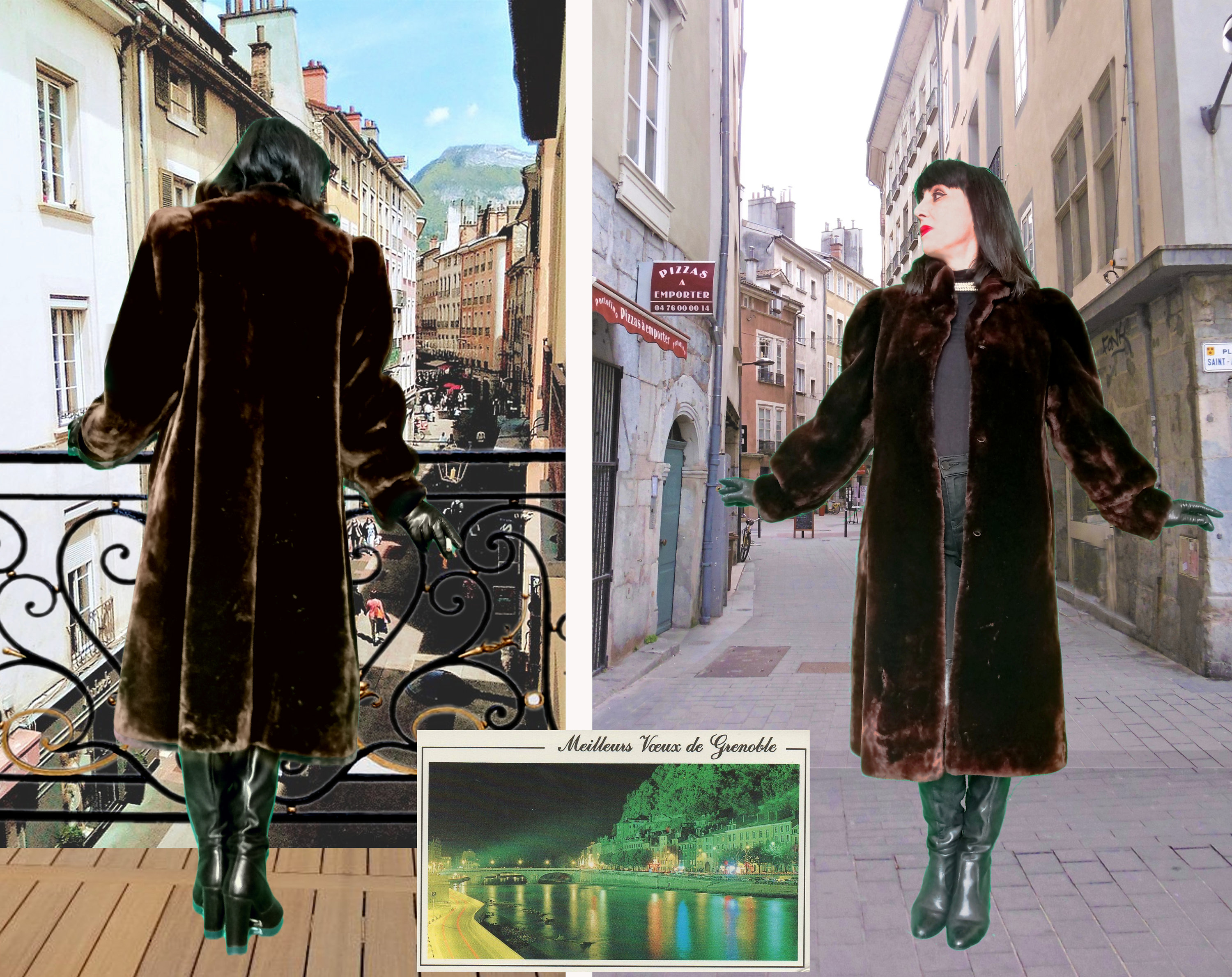 Vintage 1980s Does 1940s Mouton Fur Coat Very Glossy Sheen
