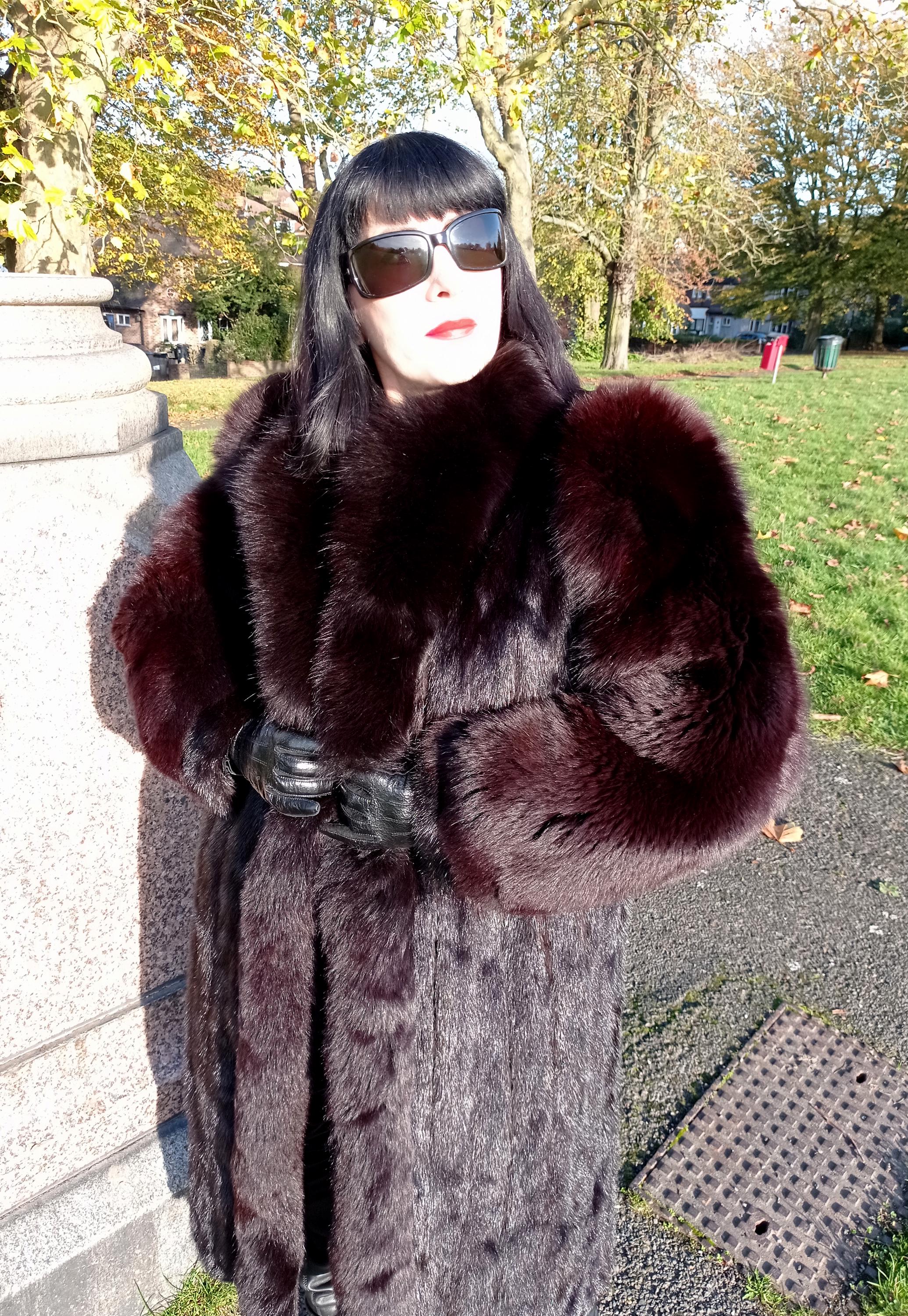 Vintage 1980s or Late 1970s Black Mink & Huge Fox Sleeves Tuxedo