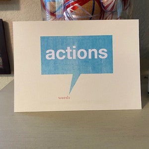 actions speak louder than words • Recovery Anniversary Card • 5&quot; x 7&quot; - One sided • 6 pack!