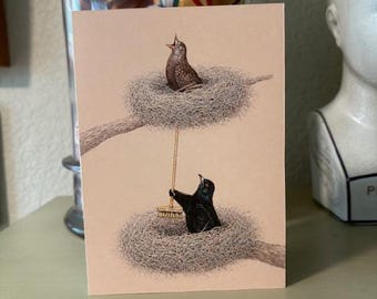 Bird chirping • approx. 5"x7" folded card • 6 per pack! • For that, TOO Happy Joyous and Free Guy.