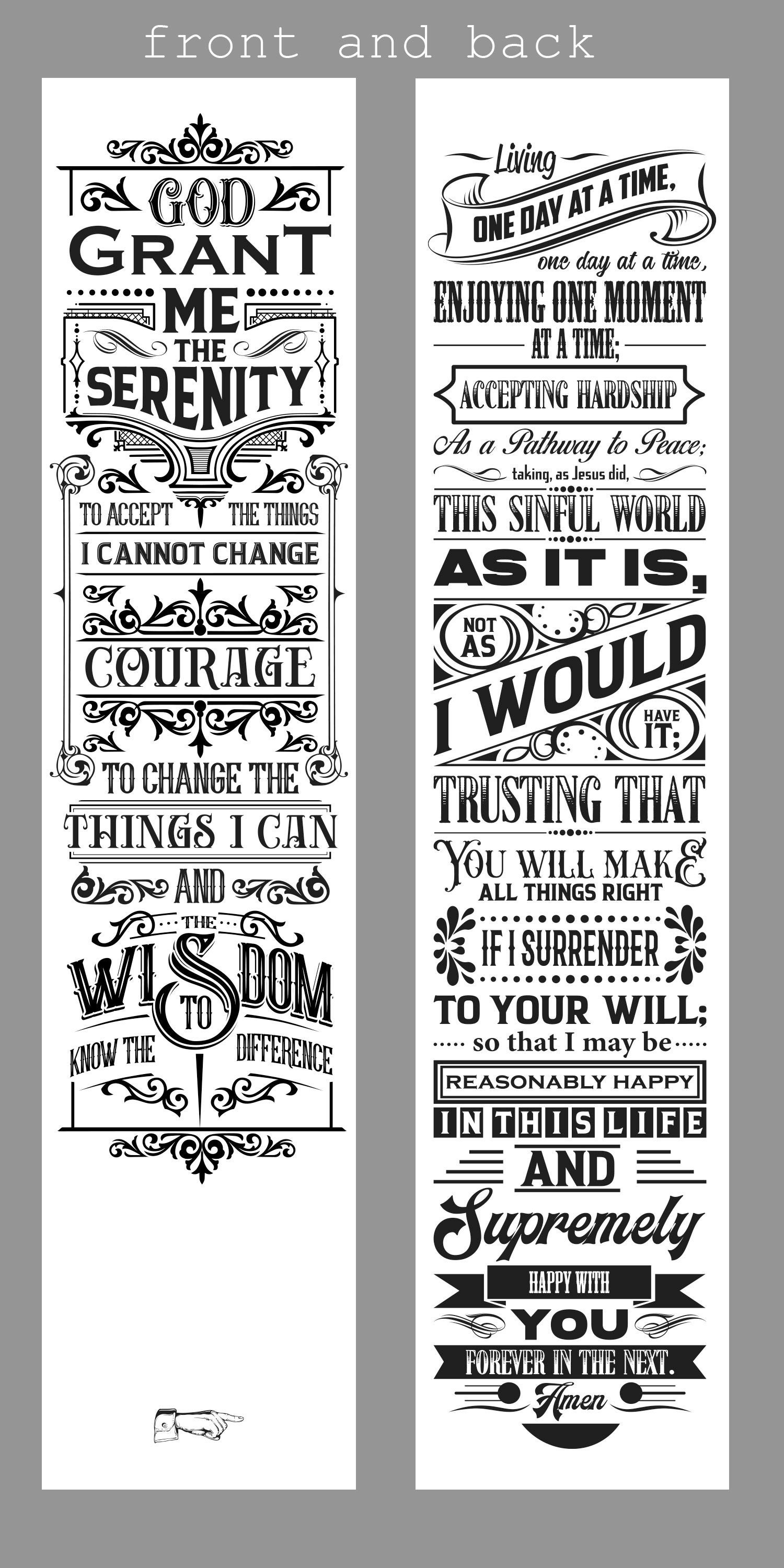 Creative Bookmark Serenity Prayer Long Form 2x8 Bookmark Etsy
