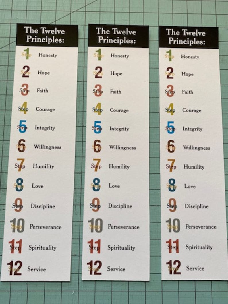 Creative Bookmark the 12 Principles of AA 2x8 Bookmark 10 per Pack Etsy Creative Bookmark the 12 Principles of AA 2x8 Bookmark 10 per Pack Etsy