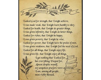 Confederate Soldier Prayer • Downloadable Print • 8.5" x 11"