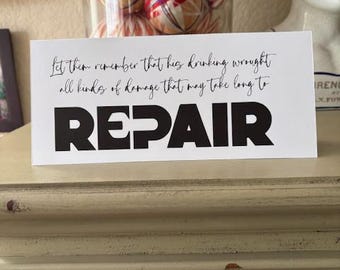 Let them remember that his drinking wrought all kinds of damage that may take long to repair • Anniversary Card • 4" x 9" • 6 per pack!