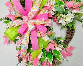 Corona rosa para habitación de bebé, corona para habitación de niña, decoración de puerta rosa suave, corona de flores pastel, decoración de pared para niña.