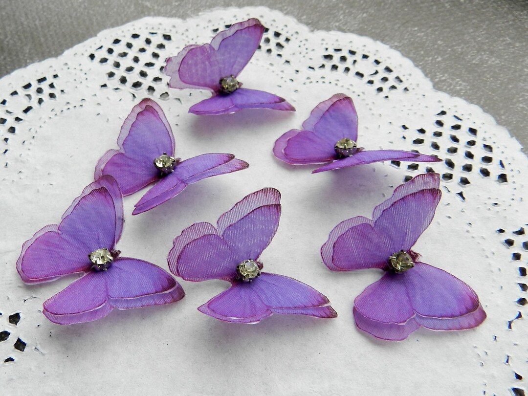 Glitter Butterfly Appliques 3D Silk Butterflies for Wedding