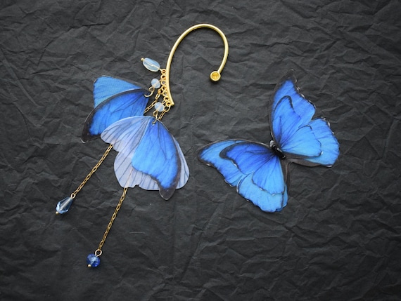 Orecchini Pendenti A Farfalla Con Nappine Per Donna E Ragazza - Argento E Oro, Ipoallergenici, Design Unico Ed Elegante - 4