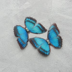 Silk blue butterflies hair clips with three-layer wings something blue hair accessories for bride image 10