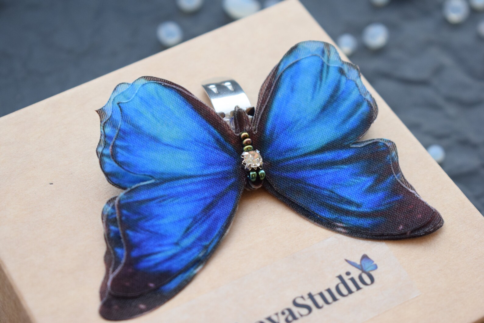 Bridal Blue Butterfly Shoe Clips With Rhinestones Etsy