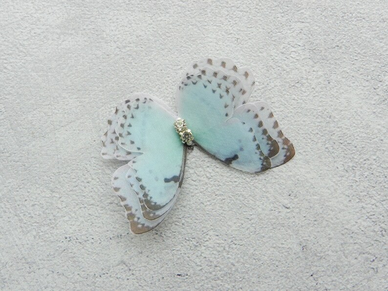 Silk blue butterflies hair clips with three-layer wings something blue hair accessories for bride image 7