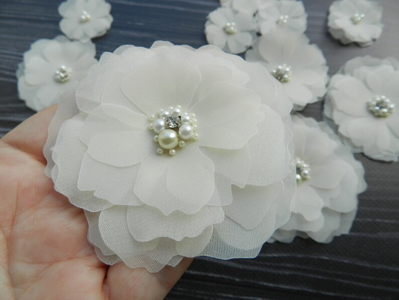 Ivory silk flower embellishment Handmade fabric flowers for Etsy