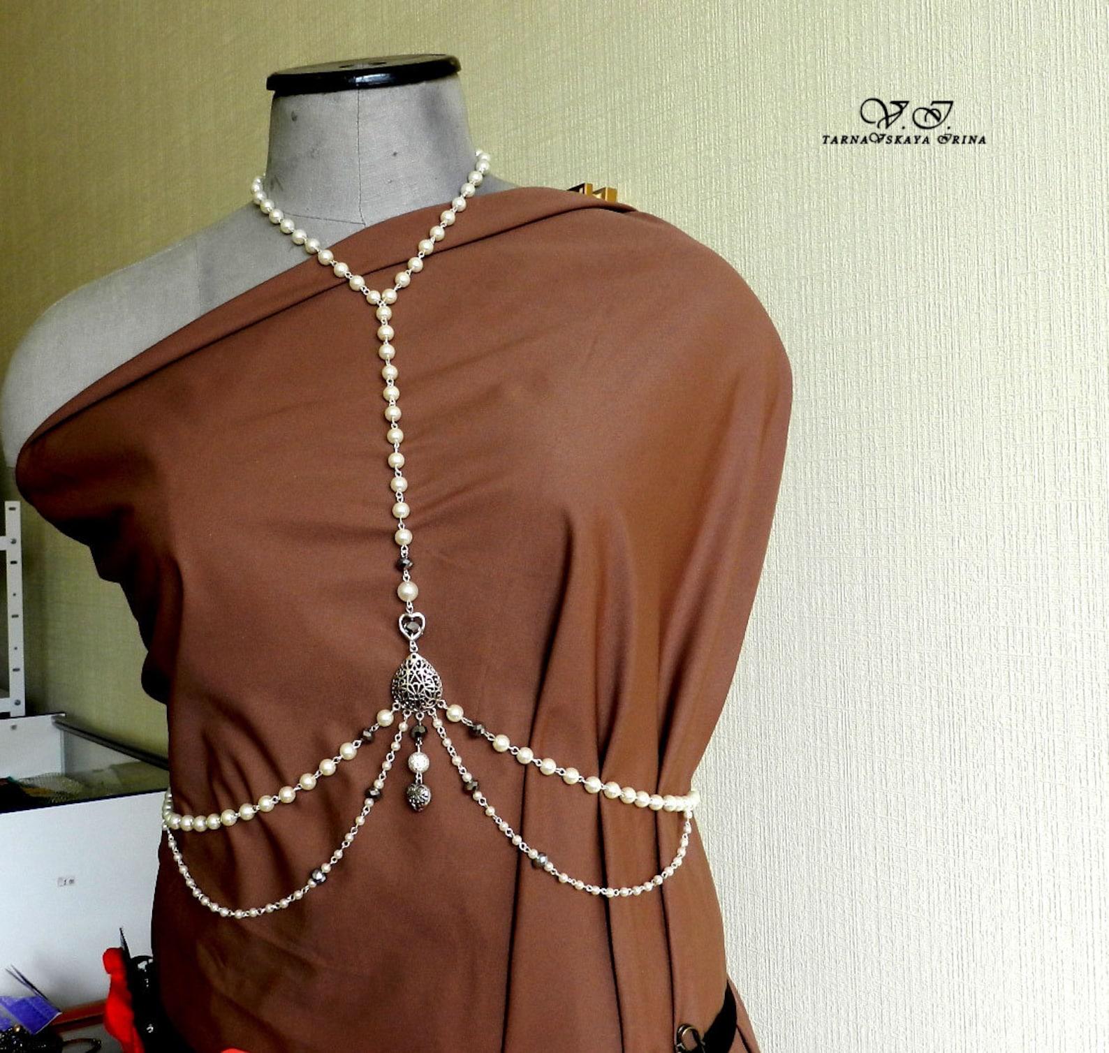 Beaded Body chain jewelry Pearls Body necklace Festival body Etsy