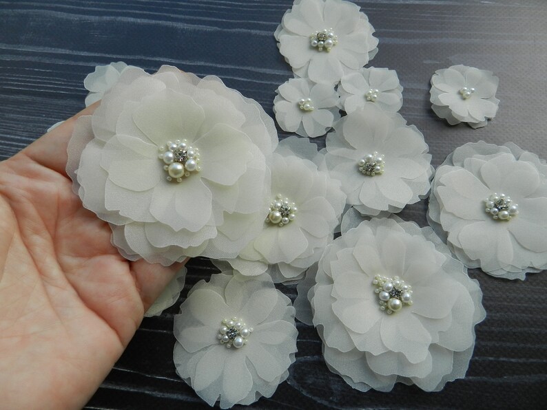 Ivory silk flower embellishment Handmade fabric flowers for Etsy