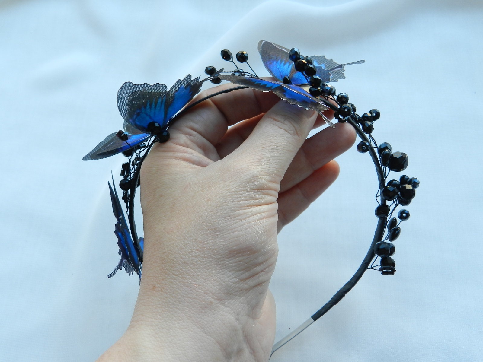 Blue Butterfly Hair Band Floral Tiara Flower Girl Butterfly Etsy