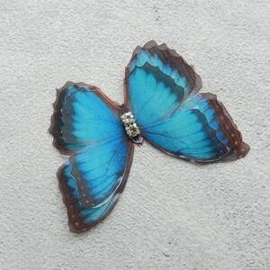 Bridal blue butterfly shoe clips with rhinestones Bright blue