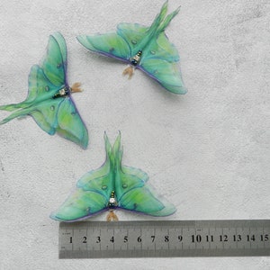 Silk luna moth hair clips pins or comb with 3d double-layer wings hair accessories for women and girl gift image 3