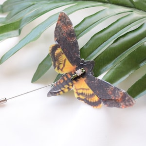 Death head moth pin brooch silk hair accessories