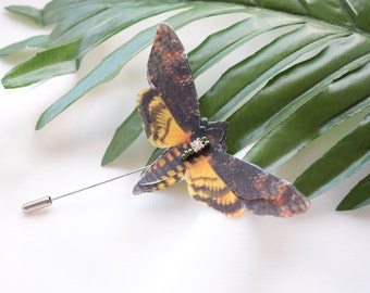 Death head moth pin brooch silk hair accessories