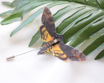 Death head moth pin brooch silk hair accessories