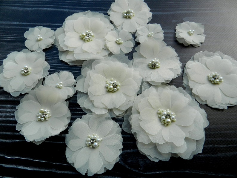 Ivory silk flower embellishment Handmade fabric flowers for Etsy