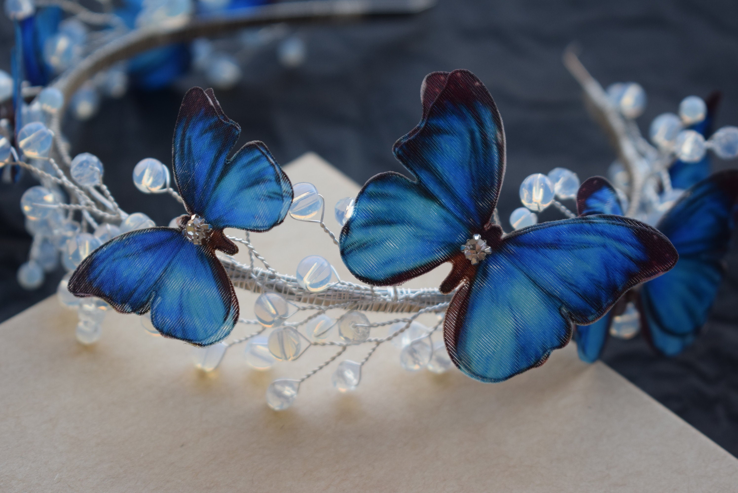 NEW Butterfly Floral Iridescent Crystal Stone Headband BUTTERFLY HEADDRESS HEADBAND by MIMI & LULA | Kids Fashion  main image 4