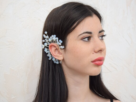 Orecchino Singolo A Polsino A Foglia Con Cristalli – Argento, Non Forato, A Clip, Boho, Piccolo E Brillante Per Donna