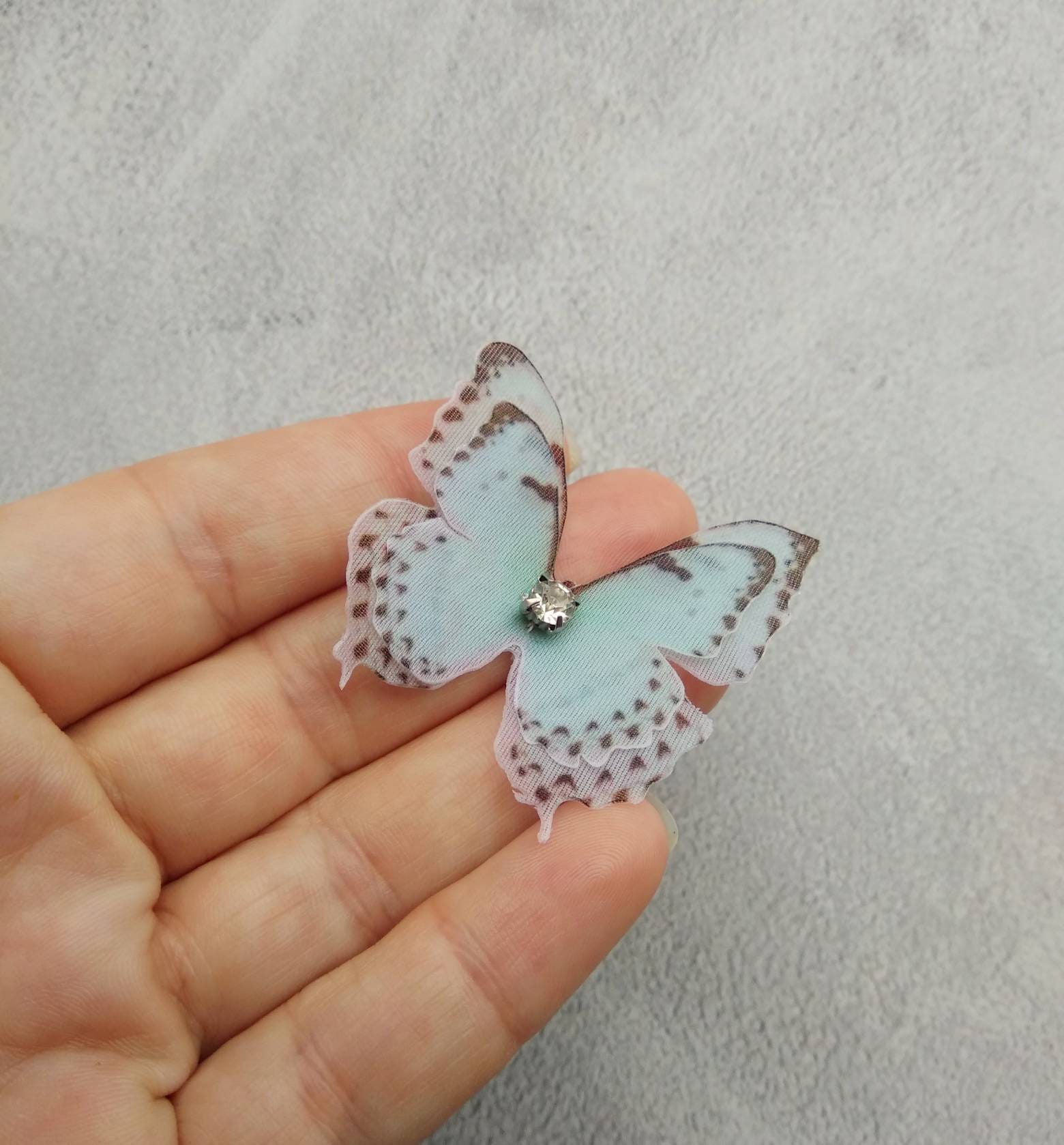 Glitter Butterfly Appliques 3D Silk Butterflies for Wedding Decoration,  Baby Girl Hair Pins 