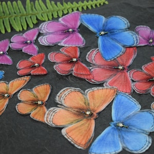 Silk colorful butterfly layered wings hair clips or brooch - wedding head piece jewelry for bride