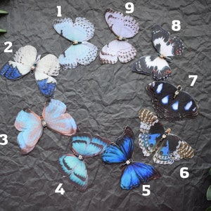 Silk blue butterflies hair clips with three-layer wings something blue hair accessories for bride image 2