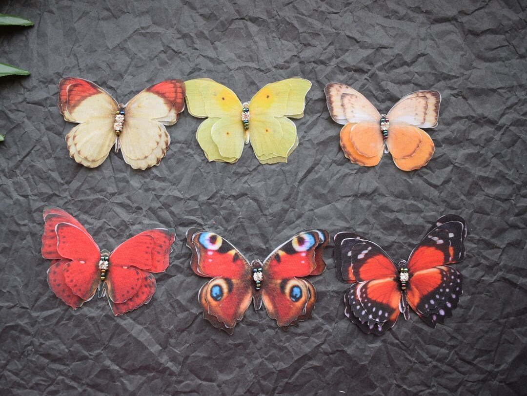 GORGEOUS! Set of Two Super Realistic Silk Butterfly handmade Hair Clips!! SET:  main image 4
