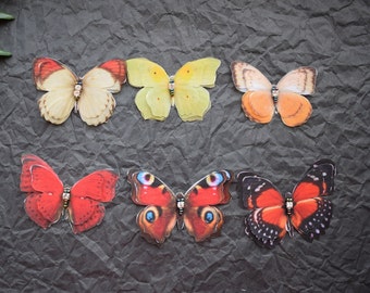 Silk butterflies hair clips with double-layer wings hair accessories for women