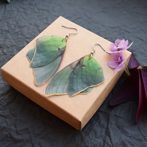Silk butterfly wings drop earrings boho style