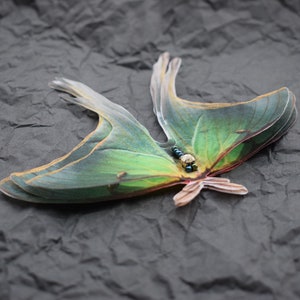Silk luna moth large hair clips with 3d three-layered wings - faux butterfly hair accessories for women and girl gift