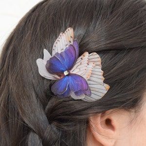 Silk wings hair comb butterflies luna moth  - tender bridal hair jewelry - women and girl gift