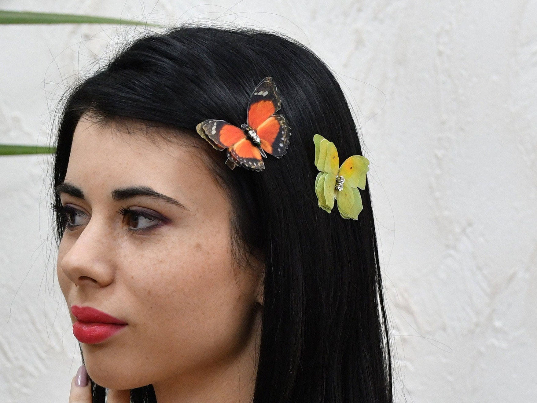 Silk butterflies hair clips with doublelayer wings hair Etsy