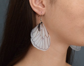 Silk dragonfly wings lightweight dangle drop earrings