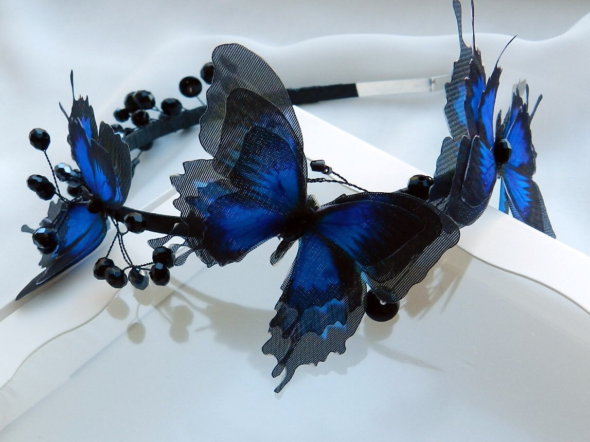 Haarband Mit Schmetterling Und Steinen – Türkis (Teal), Stirnband Mit Glassteinen, Für Festliche Anlässe